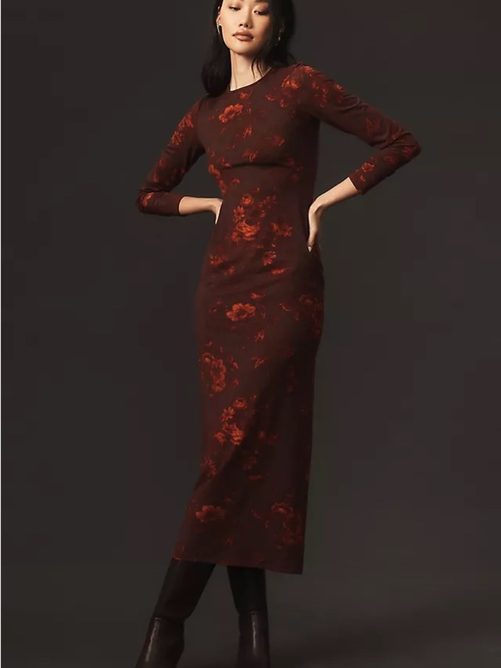 Reformation Tommie Knit Midi Dress - Red Motif